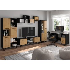 Mēbeļu komplekts BOSS 2, Melns/Ozols artisan